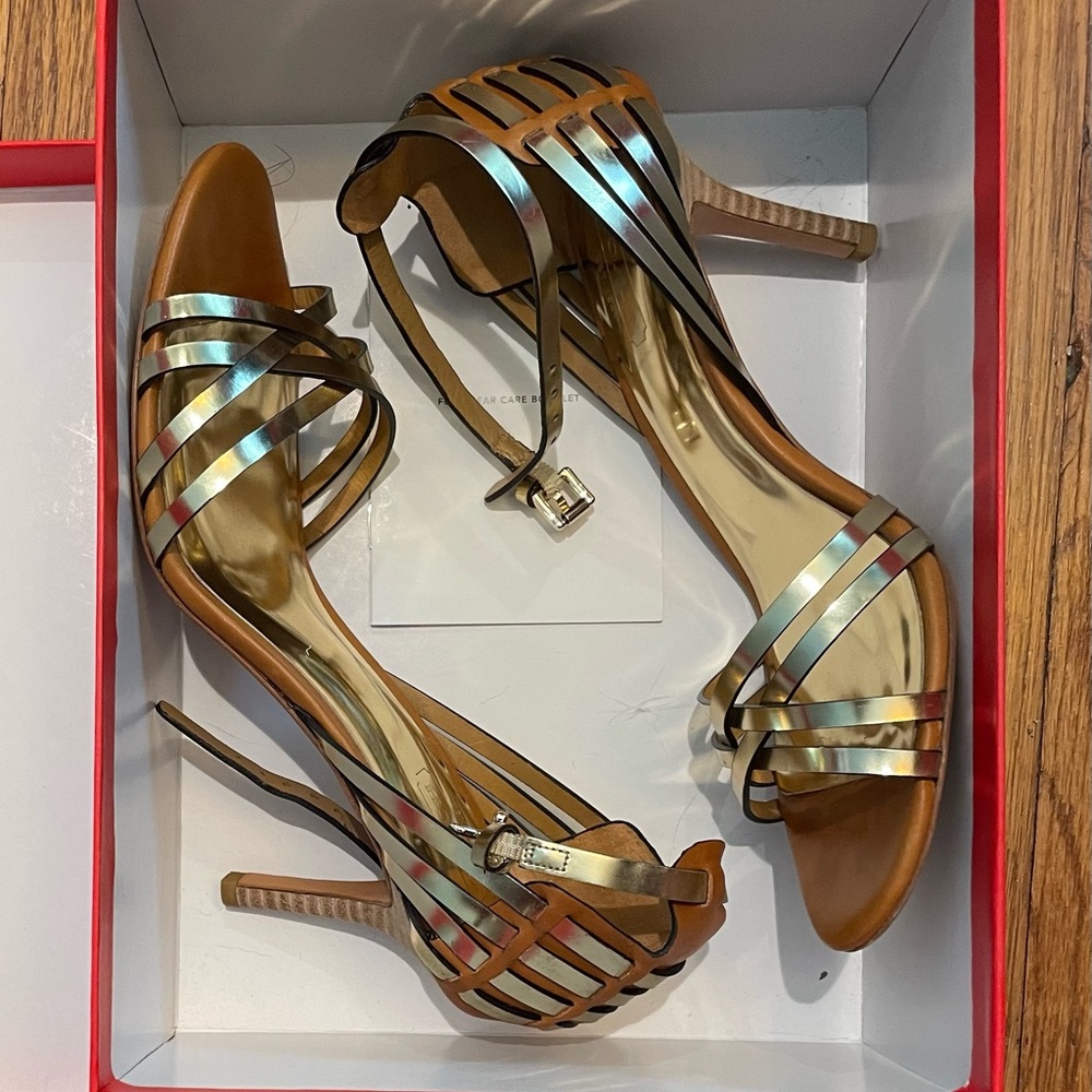 Gorgeous metallic gold Coach high heels